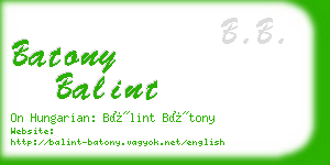 batony balint business card